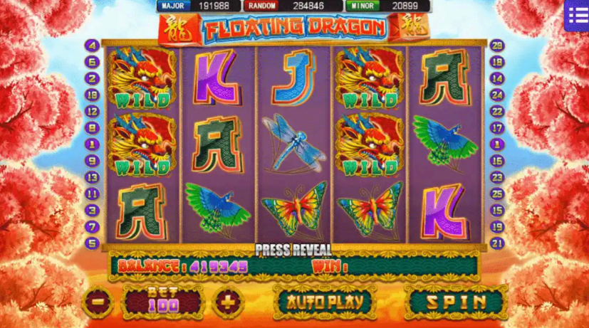 Display of the slot game Floating Dragon MEGA888